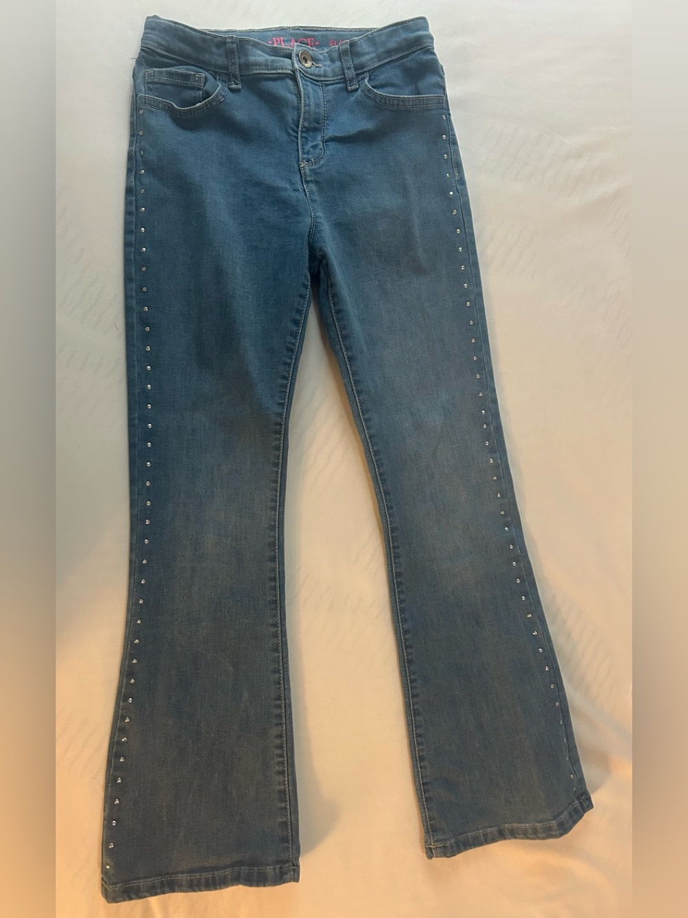 The Children's Place Light Blue Stud-Trim Flared Jeans for girls.